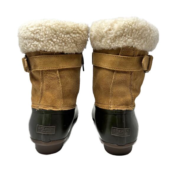 NEW Sperry x J.Crew Shearwater Buckle Snow Duck Boots Carmel Suede 10 M - Picture 9 of 15